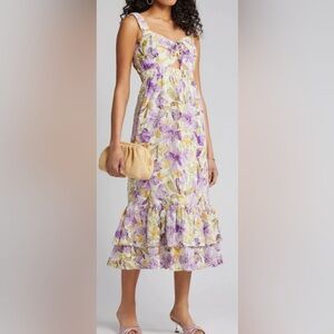 Adelyn Rae Kathleena Embroidered Cutout Midi Dress, sz L